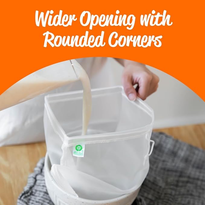 Pro Quality Nut Milk Bag - 3 XL12"X12" Bags - Commercial Grade Reusable All Purpose Food Strainer - Food Grade BPA-Free - Ultra Strong Fine Nylon Mesh - Almond Milk, Juices, Cold Brew Recipes Videos