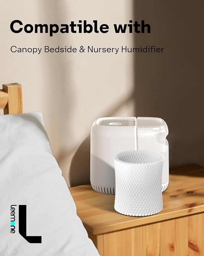Leemone 6-Pack Bedside Humidifier Filter Replacement Compatible with Canopy Bedside & Nursery Humidifiers, Made with Wood Pulp & Paper Filter, Humidifier Wicking Filter Lasts Up to 6 Weeks