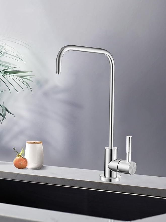 Drinking Water Faucet,Lead-Free Water Filter Faucet,Easy to Install Reverse Osmosis Faucets for Kitchen Bar Sink,Brushed Nickel SUS304 Stainless Steel