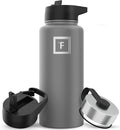 IRON °FLASK Camping & Hiking Hydration Flask with 3 Lids - Stainless Steel, Double Walled & Vacuum Insulated Water Bottle - Leak Proof & BPA Free 32 Oz
