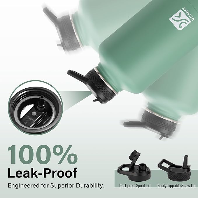 Insulated Water Bottle | Thickened Stainless Steel Vacuum Metal | Portable Sports Half Gallon Large Water Jug for Gym and Hiking with Straw, Carrier Bag, Handle Strap | BPA-Free 64 oz-FlexoryFit