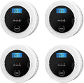 4 Pack 2 in 1 CO & Smoke Detectors, Digital Display, Smoke Detector Carbon Monoxide Detector Combo,Alarm for Home or Office,Powered by Battery