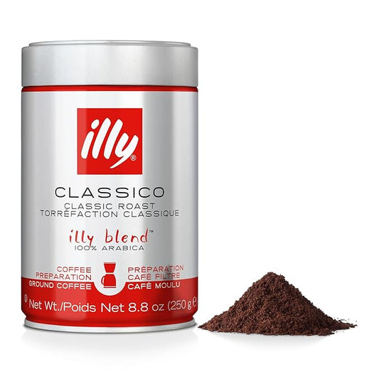 Illy Classico Ground Drip Coffee, Medium Roast, Classic Roast With Notes Of Chocolate & Caramel, 100% Arabica Coffee, No Preservatives, 8.8 Ounce (Pack Of 1)-FlexoryFit