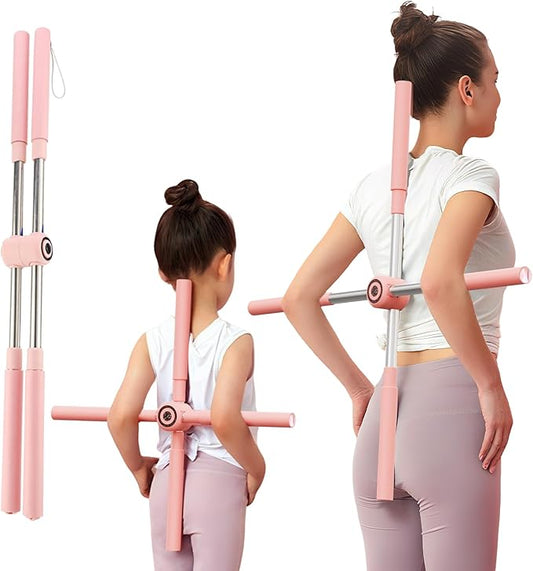 Yoga Stick, Posture Correction Stick for Women and Men, Relieve Back Pain, Upper and Lower Back Stretchers and Straighteners, 24.4-36.2 Inch Stretching Stick Neck Hump Corrector-FlexoryFit