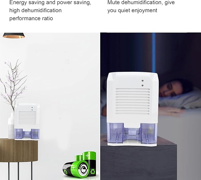 Small Portable Dehumidifier, ABS Silent Energy Saving Automatic Shutdown Large Air Outlet Dehumidifier for 5 to 15㎡ Closets Cabinets Trailers Garages