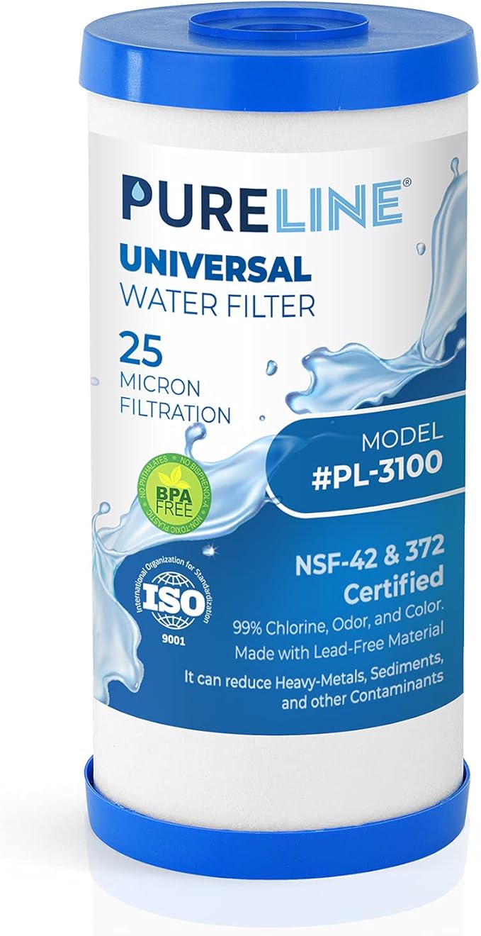 Pureline FXHTC 25 Micron 10" x 4.5" Replacement for GE FXHTC, GXWH40L, Culligan RFC-BBSA, W50PEHD, GXWH40L, GXWH35F, GNWH38S, DuPont WFHD13001, Pentair Pentek R50-BB, NSF 372 and NSF 42 Certification