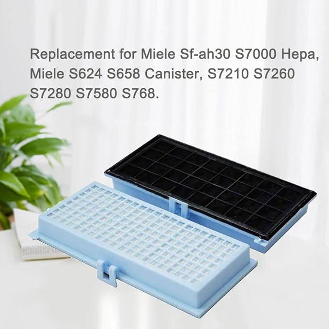 EZ SPARES 2Pcs Replacement for Miele Sf-ah30 S7000 Hepa Replacement Filter for Miele S624 S658 Canister, S7210 S7260 S7280 S7580 S768 Upright Vac Vacuum Cleaner