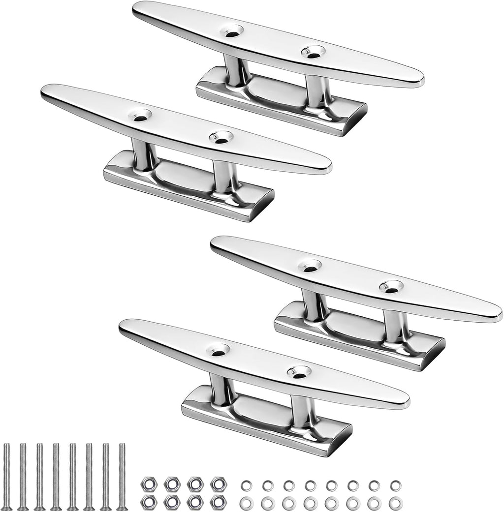 Boat Cleats Marine Grade 316 Stainless Steel Boat Mooring Cleat Pack of 4, Installation Accessories Included