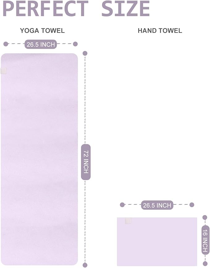 Eunzel 2 Pack Hot Yoga Hand Towel, Super Absorbent Suede Sweat Towel for Hot Yoga, Pilates and Workout 16" x 26.5",Taro Purple-FlexoryFit