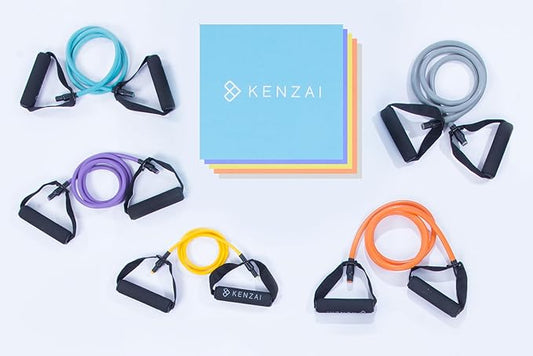 Kenzai Resistance Bands Exercise Set with Handles, Multi-Color Fitness Tubes, Strength Training Equipment for Home Workouts-FlexoryFit
