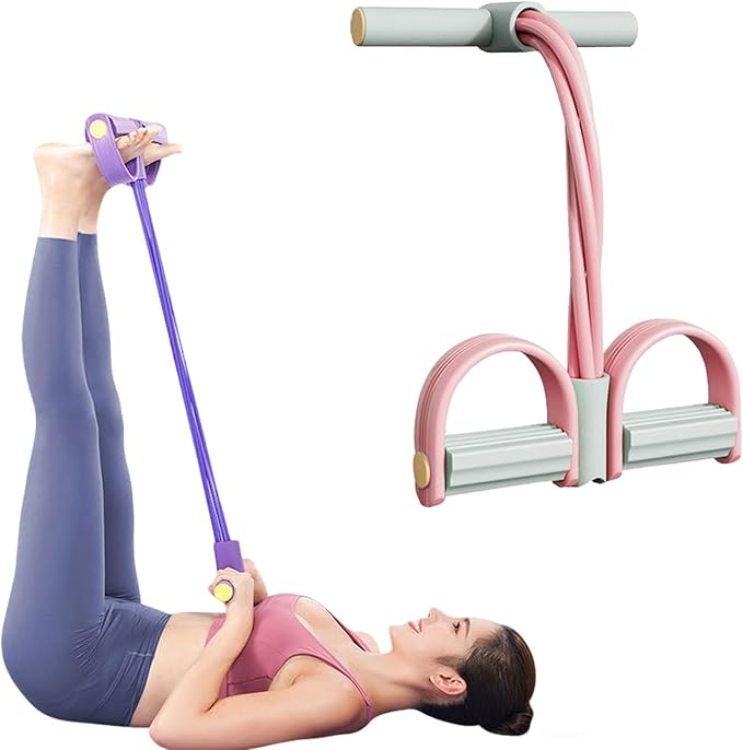 2025 Upgrade Multifunction Tension Rope or Exercise Sit Up Exercise Equipment,Pedal Ankle Puller,Bands-6 Tube Pedal Ankle Puller for Women Men-FlexoryFit