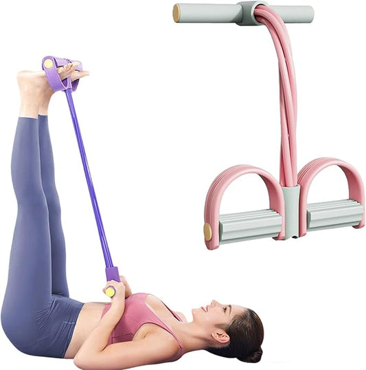 2025 Upgrade Multifunction Tension Rope or Exercise Sit Up Exercise Equipment,Pedal Ankle Puller,Bands-6 Tube Pedal Ankle Puller for Women Men-FlexoryFit