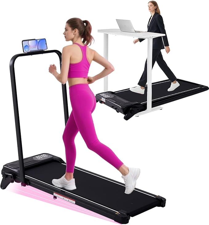 Electric Walking Pad Treadmill with Adjustable Incline and Handle Bar, 3.5HP Small PortableTreadmills for Home Office Small, 4 in 1 Folding Foldable Treadmill with Handles, 0.6-7.6MPH, 350LBS-FlexoryFit