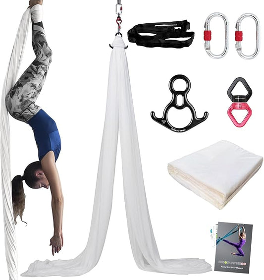 PRIOR FITNESS Aerial Silks Kit Colorful 9/15/20 Yards 40D Nylon Fabric Hammock Set With Hardware & Guide for All Levels Of Aerial Yoga Practice and Acrobatic Flying For Adults Aerial silk-FlexoryFit