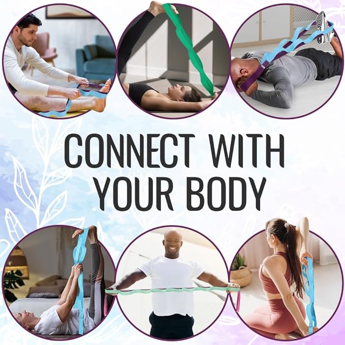 TECEUM Stretching Strap for Yoga & Physical Therapy – 10 Loops – Non-Elastic Leg Stretch Straps for Stretching, Exercising, Pilates, Post-Injury Rehabilitation for All Levels – Men & Women-FlexoryFit