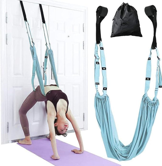 Yoga Stretching Strap, Adjustable Height Leg Stretcher Waist Back Stretch Band Aerial Yoga, Anti-gravity Inversion Exercises Door Flexibility Tensile Trainer for Rehab Pilates Dance Splits-FlexoryFit