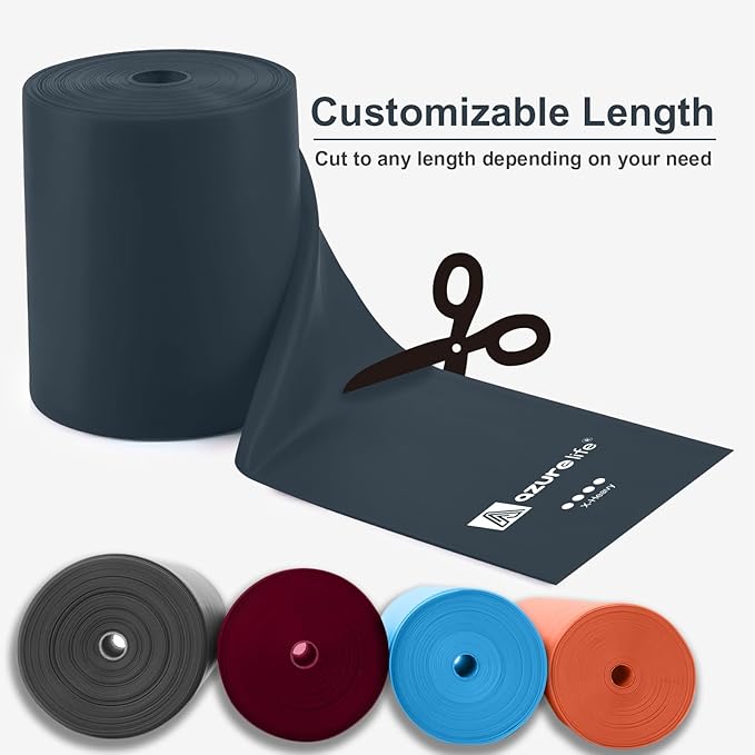 Professional 8 Yards Bulk Resistance Bands Rolls or 5,6,7 ft. Long Non-Latex Elastic Exercise Bands, Stretch Bands for PT, Yoga, Pilates, Rehab, at-Home or The Gym Workouts-FlexoryFit