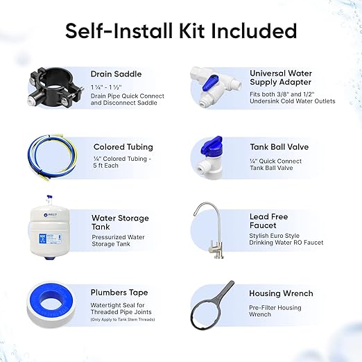 WECO TINY-36 Reverse Osmosis Water Filter System - Compact 4-Stage RO Filtration with TFC Membrane and Lead-Free Faucet - Includes Water Tank