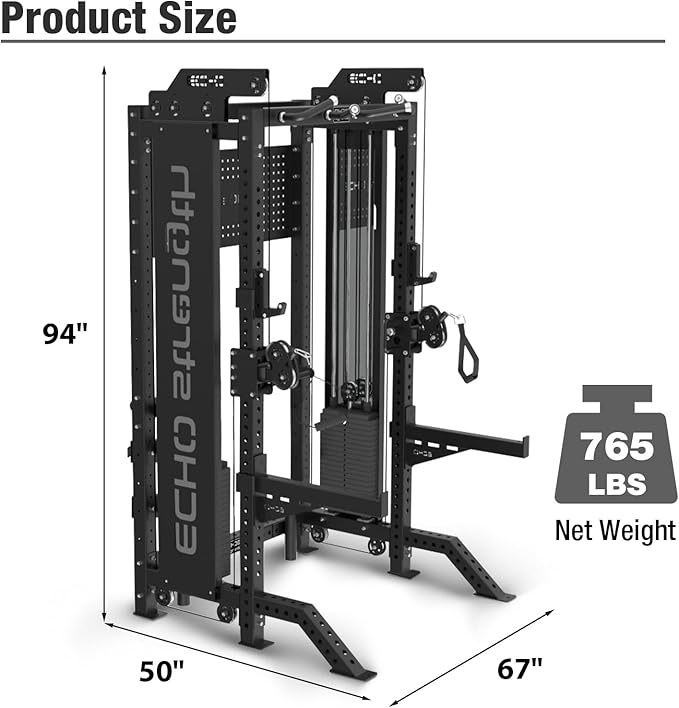 Commercial Cable Crossover Exercise Machine All in One Functional Trainer Cable Machine with 400LBS Weight Stacks Power Cage Squat Rack with Pulley System Compact Functional Trainer for Home Gyms