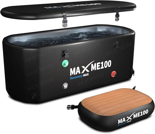 MAXME100® Cold Plunge Tub, Ice Bath Tub, XXXL Cold Plunge With Non-Slip Step, Upgraded HSBMF Material, Dual- Action Pump, Water Chiller Compatible, Portable, Inflatable, Outdoor, Indoor, Athletes