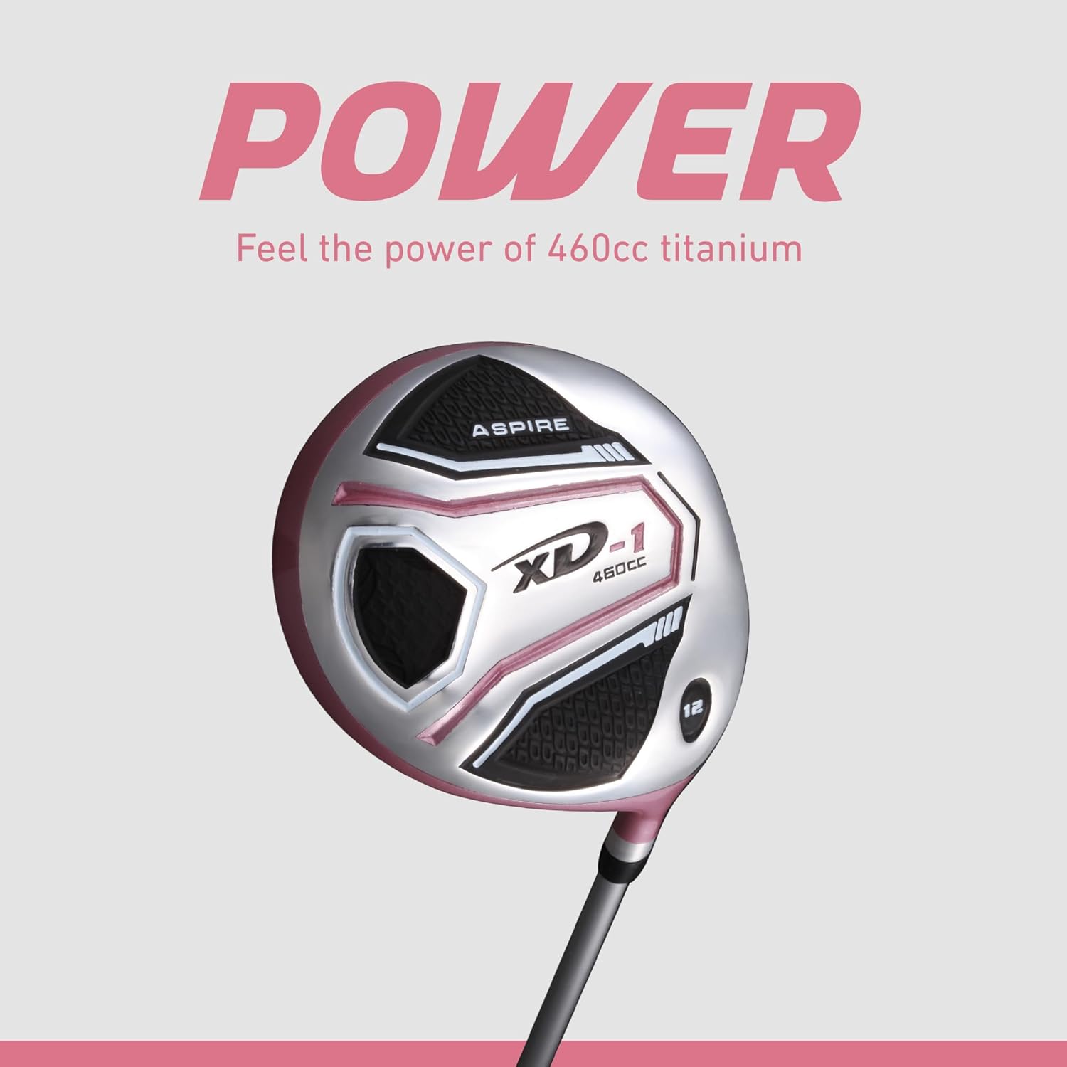 Aspire XD1 Womens Golf Clubs Full Set, Includes Driver, Fairway, Hybrid, 6-PW Irons, Putter, Stand Bag, 3 H/C's, Ultra-Light Graphite Shafts, Golf Clubs Women Right Handed, Comes in 3 Sizes, Pink