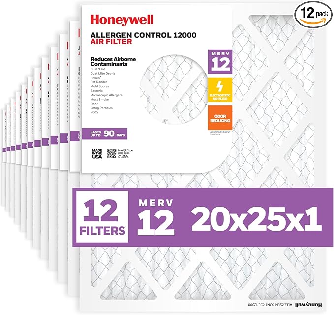 Honeywell 20x25x1 MERV 12 Electrostatic Pleated HVAC AC Furnace Air Filter | by HoneywellAirComfort