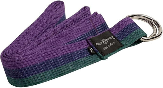 Hugger Mugger D-Ring Cotton Yoga Strap - Super Strong Cotton, Metal D-Ring Buckle, Multiple Lengths Available-FlexoryFit