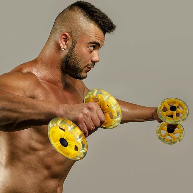 Kisangel Exercise Roller Weight Loss Equipment Exercise Abdominal Roller Ab Exercise Roller Hand Weights Dumbbell Yellow Fitness Exercise Device Fitness Wheel Wire Wheel-FlexoryFit