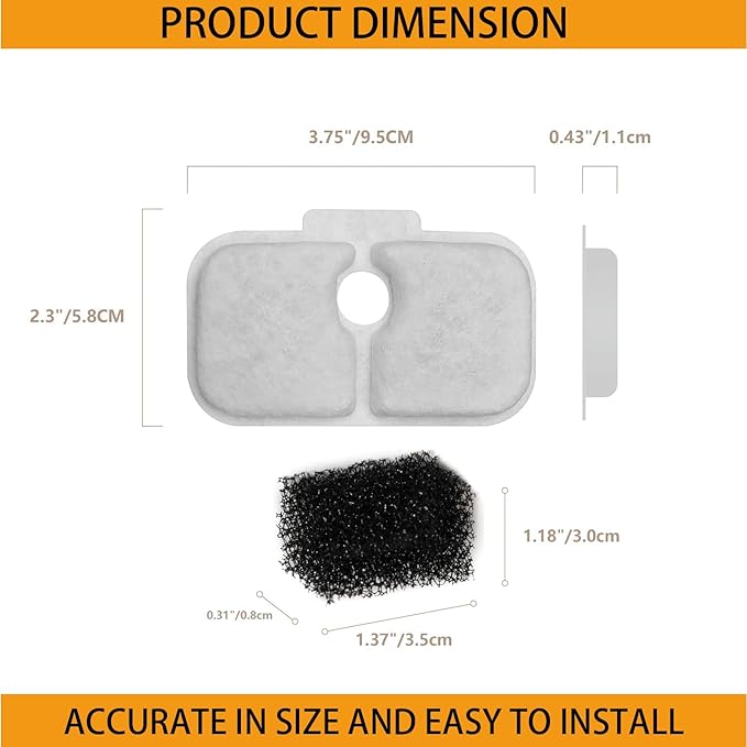 20 Packs Cat Water Fountain Filter Replacement Compatible with PETLIBRO® Dockstream Cat Water Fountain PLWF005/PLWF115/PLWF105,Triple Filtration System Replacement Filter with Pre-Filter Sponge