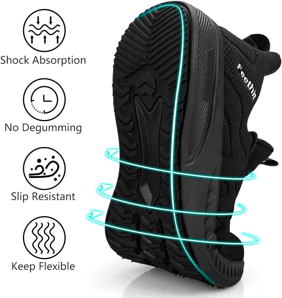Feethit Mens Non Slip Walking Sneakers Lightweight Breathable Slip on Running Shoes Athletic Gym Tennis Shoes for Men