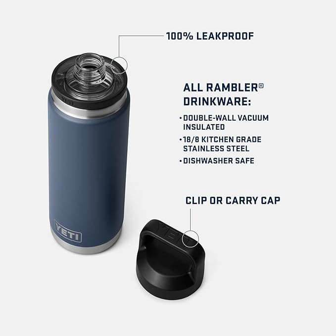 YETI Rambler 26 oz Bottle, Vacuum Insulated, Leakproof, Stainless Steel with Chug Cap