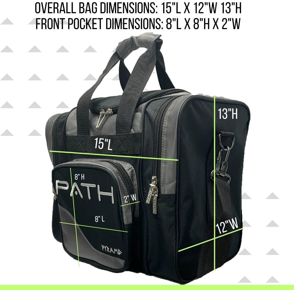 Pyramid Path Pro Deluxe Single Bowling Ball Tote - Holds One Ball, One Pair Shoes Up to Mens 15