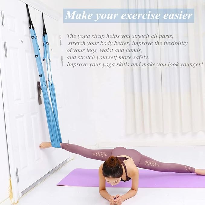 TOCO FREIDO Waist Back Leg Stretch Strap/Yoga Fitness Band, Leg Stretching Assist Trainer, Yoga Stretcher, Back Bend Split Inversion Strap for Fitness, Dance, Ballet, Gymnastics-FlexoryFit