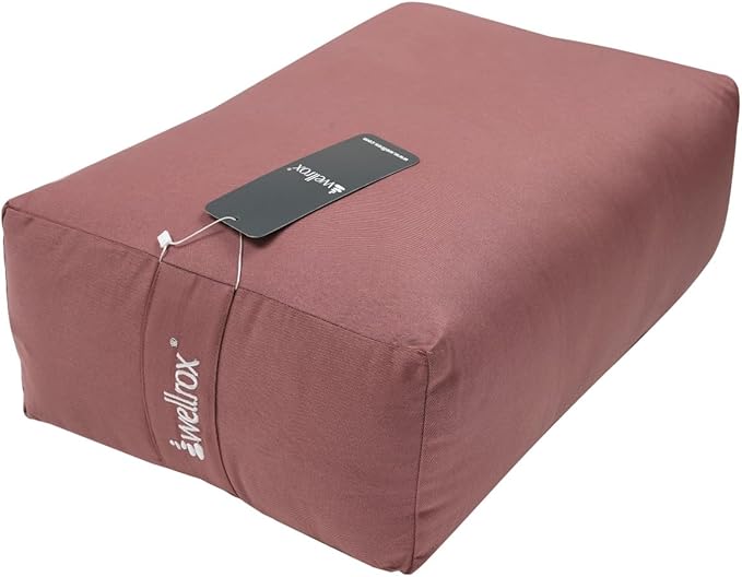 Rectangular Yoga Bolster Pillow, 18" x 12" x 6", Pink Cotton-FlexoryFit
