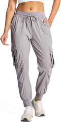 smawell Women's Hiking Cargo Pants with Pockets Lightweight Quick Dry Joggers Travel Camping Outdoor Pants