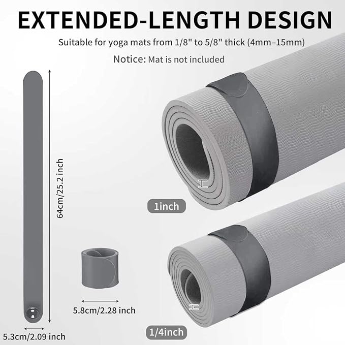 25" Yoga Mat Strap | Slap Band Holder for Carrying and Storage Mats | Rolled Scrunchie Yoga Essential Accessory-FlexoryFit