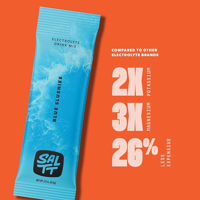 Keto Chow SALTT Electrolytes Powder Packets, Blue Slushies (30 Hydration Packets) - Magnesium, Potassium, Sodium, Trace Minerals - Vegan, Sugar Free, Gluten Free - Travel Essentials - Made in USA-FlexoryFit