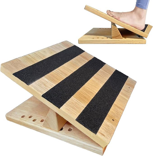 KIJO Studio Professional Wooden Calf Stretcher Slant Board 500 lbs Weight Capacity 16-Angle Adjustable Incline Calf Stretch Slant Board for Calf Stretching Exercise Squat & Physical Therapy Non-Slip-FlexoryFit