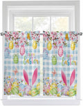 Happy Easter Kitchen Curtains 45 Inches length, Spring Watercolor Bunny Eggs by Unknown