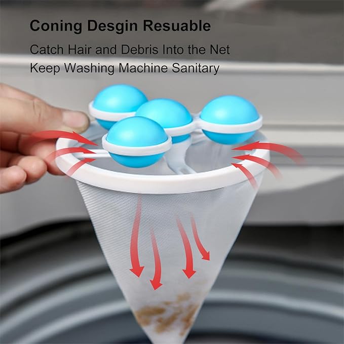 Hair Filter Bag Lint Catcher for Washing Machine Pet Hair Catcher 4 Pack
