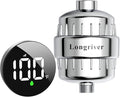 Tem8 Bathroom Shower Filter Fixture with Wireless Temperature Display | Hard Water Purifier 99.99% Remove Chlorine & Heavy Metals | Improve Skin & Hair Health | Chrome Hardware Accessories