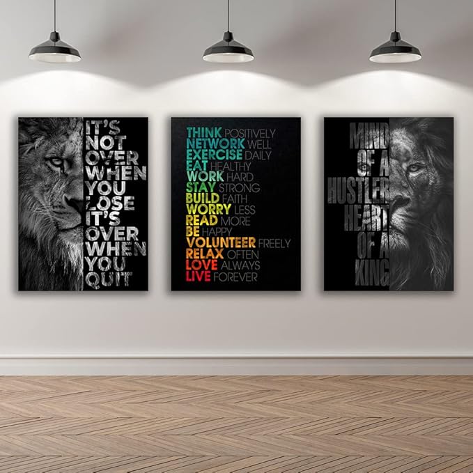 Motivational Canvas Painting Wall Art Execution Grind Hustle Inspirational Wall Art Success Entrepreneur Poster Positive Quotes Wall Poster Framed for Home Office Wall Decor[48''Wx 24''H]-FlexoryFit