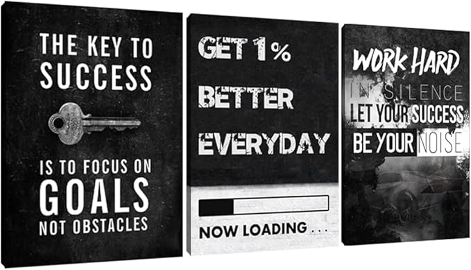 Yetaryy Motivational Poster Inspirational Wall Art 3 Pieces Canvas Painting Lion Artwork for Living Room Office Modern Home Decor Prints Pictures Wall Decor Framed Ready to Hang [48''Wx 24''H]-FlexoryFit