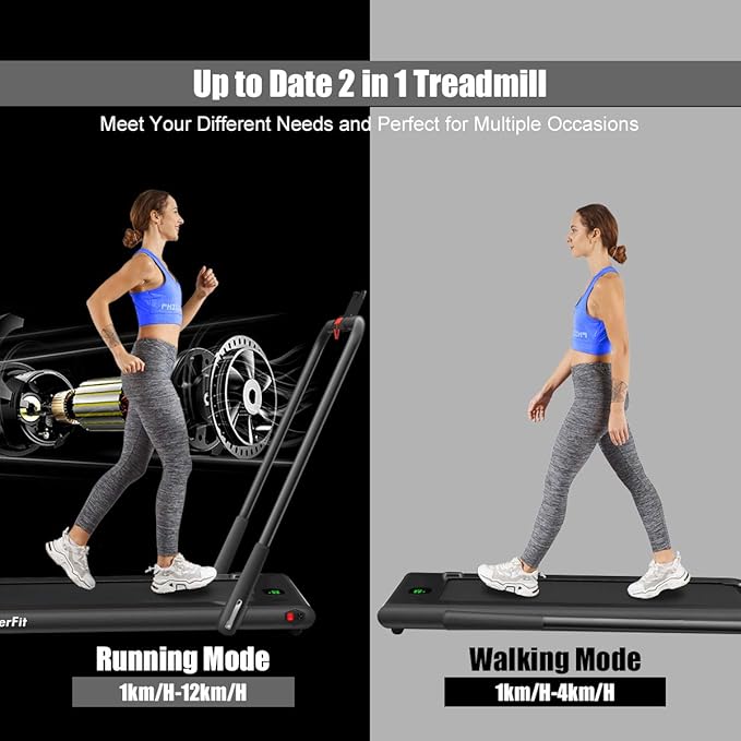 Goplus 2 in 1 Folding Treadmill, 2.25HP Under Desk Electric Superfit Treadmill, Installation-Free with APP Control, Remote Control, Bluetooth Speaker, LED Display, Walking for Home-FlexoryFit