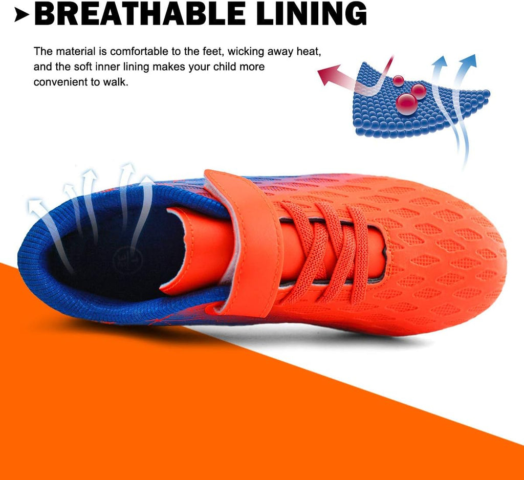 brooman Kids Firm Ground Soccer Cleats Boys Girls Athletic Outdoor Football Shoes