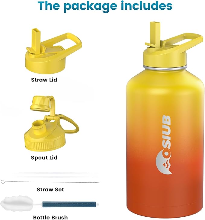 Insulated Water Bottle 40 oz, Triple Wall Vacuum Stainless Steel(Cold for 48 Hrs),Leak Proof & BPA-Free,Simple Modern Water Bottle with Drink-Through Lid & Flip Straw for Sports & Travel, Sunset-FlexoryFit