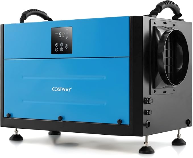 COSTWAY 155 PPD Commercial Dehumidifier, 1900 Sq.Ft Crawl Space Dehumidifier with 9.8 FT Drain Hose & Wired Remote Control Panel, Ideal for Basement, Warehouse (Blue)