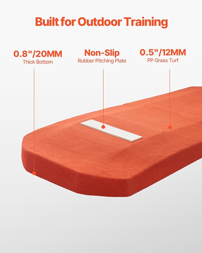 VEVOR Pitching Mound, Baseball Game Mound, Indoor/Outdoor Pitching Practice and Training Equipment, Softball Pitching Aids with Antifade Turf and Pitching Rubber-FlexoryFit