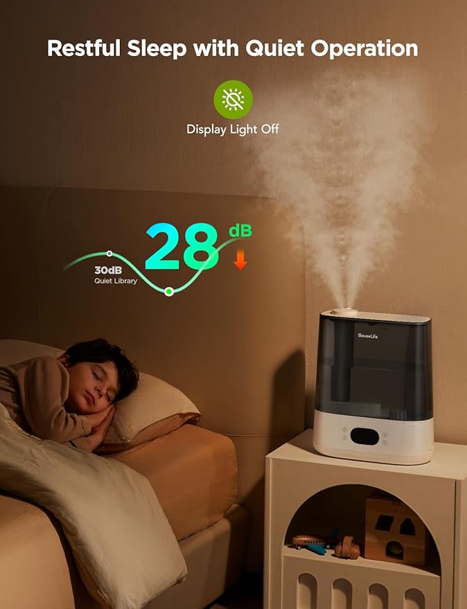 GoveeLife Smart Humidifiers for Bedroom, 6L Cool Mist Top Fill for Large Room, Humidity Sensor, Auto Mode, Schedule, 60H Quiet Runtime, WiFi Humidifier Essence Diffuser for Baby Plant, Work with Alexa
