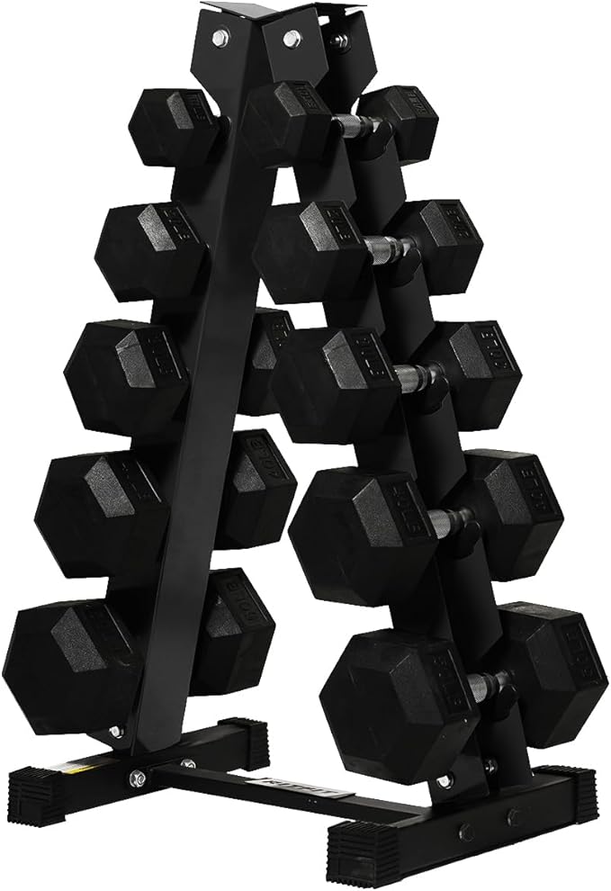 RITFIT 300/350/450/650/180/200/210 LB Rubber Hex Dumbbells Set with Optional Dumbbell Rack, Multi Weight Set to Choose, Ideal for Home Gym and Fitness-FlexoryFit